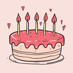 Vector of Hand drawn valentine day cake