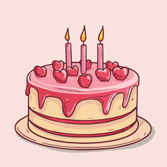 Vector of Hand drawn valentine day cake