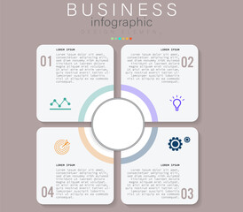  Four stage  Grid Infographic with Labeled Quadrants