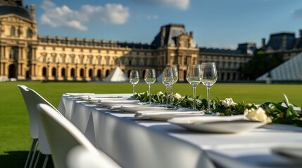 paris dining setup museum france outdoor