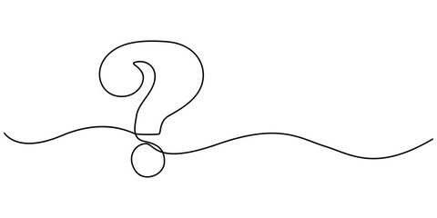 one continuous line drawing of a question mark isolated on a white background in simple vector illustration style, Question mark icon continuous one line drawing and minimalist style isolate outline.