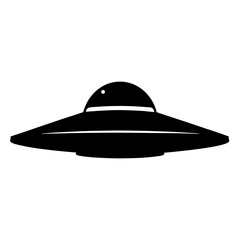 Simple black and white vector illustration of an unidentified flying object