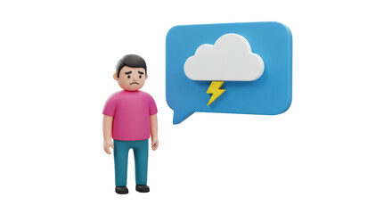 Isolated Man With Bad Weather Icon