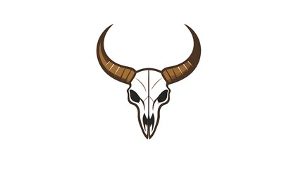 Bull Skull Icon with Brown Horns.
