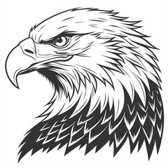 Majestic Eagle Head Profile Black and White Illustration