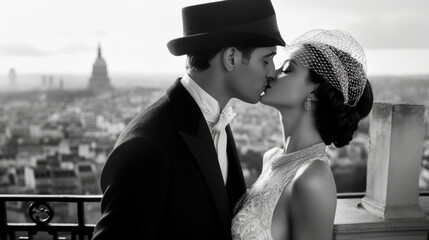 paris wedding photograph couple vintage attire