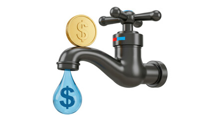Isolated Water Faucet with Dollar Sign
