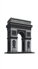 paris 3d triomphe monument grayscale details