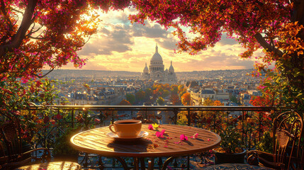 paris portrayal terrace sunset coffee table