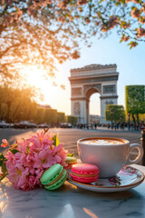 paris table flowers coffee petals closeup