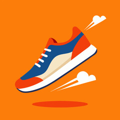 new style sneakers with flying laces shoe vector icon on white background