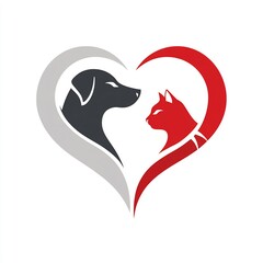 Obraz premium Heartfelt Harmony: A Symbol of Love, Friendship and Care between Dog and Cat