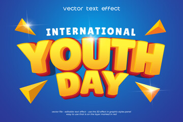 Editable text effect youth day with blue background