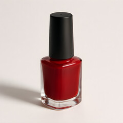 Obraz premium Red Nail Polish Bottle on White Background