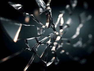Shattered mirror suspended in the void reflecting fractured light