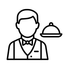 Waiter man icon on white background vector
Vector line profession icon