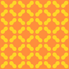 Vector geometric ornament. Abstract seamless pattern with rounded shapes, grid, mesh, lattice, tiles. Cute funky orange and yellow background. Retro vintage style texture. Repeated summer geo design