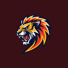 Roaring Lion Head Side View Mascot Logo Vector in Bold Modern Style