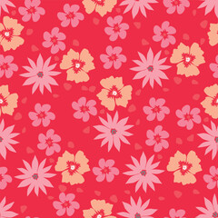 Cute floral pattern. Seamless vector pattern. Elegant template for fashion prints. Small pink and blue flowers for folk print. White background. Stock vector