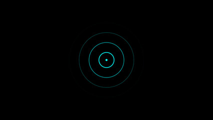 cyan color Technology Radio waves screen illustration . Communications Tower Icon illustration .Technology Radio wave signal icon on a black background.	