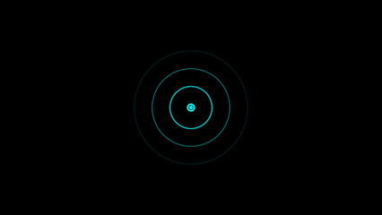 cyan color Technology Radio waves screen illustration . Communications Tower Icon illustration .Technology Radio wave signal icon on a black background.	