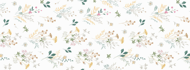Timeless Hand Illustrated Curly Floral Motif Works