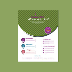  Modern travel poster or flyer template design layout.