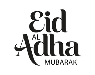 Elegant Eid Al-Adha Mubarak typography design vector illustration on white background.