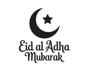 Elegant Eid Al-Adha Mubarak typography design vector illustration on white background.