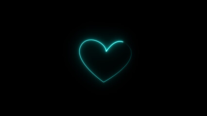 Neon heartbeat and pulse illustration. black background 4k illustration.
