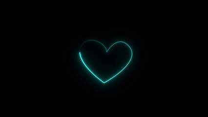 Neon heartbeat and pulse illustration. black background 4k illustration.

