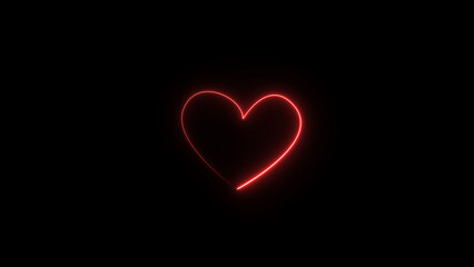 Neon heartbeat and pulse illustration. black background 4k illustration.
