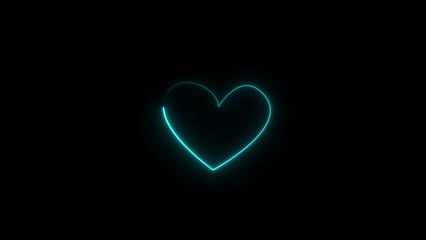 Neon heartbeat and pulse illustration. black background 4k illustration.