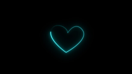 Neon heartbeat and pulse illustration. black background 4k illustration.