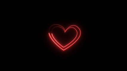 Neon heartbeat and pulse illustration. black background 4k illustration.