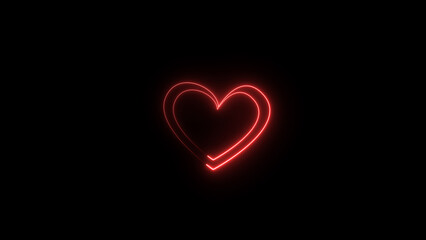 Neon heartbeat and pulse illustration. black background 4k illustration.