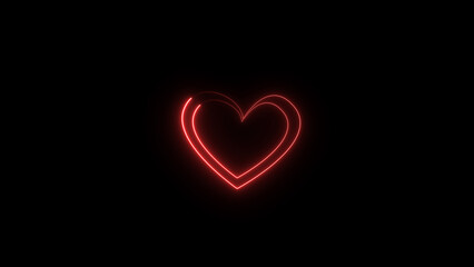 Neon heartbeat and pulse illustration. black background 4k illustration.