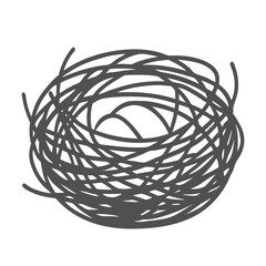 A minimalist illustration of a bird's nest, emphasizing the intricate lines and organic shape.