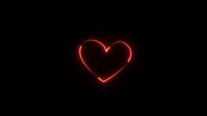 Neon heartbeat and pulse illustration. black background 4k illustration.