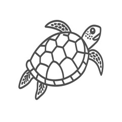 Obraz premium An illustrated sea turtle featuring a detailed shell design, gracefully swimming in a minimalist style.