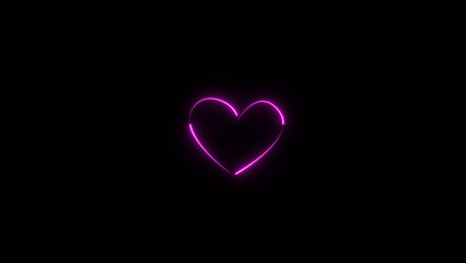 Neon heartbeat and pulse illustration. black background 4k illustration.