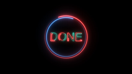 Done check mark icon illustration. black background 4k illustration.