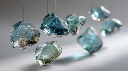 Radiant Silver Gemstone Composition Featuring Textured Mineral Forms &ndash; Immersive Still Life Visual for Digital Wellness Branding