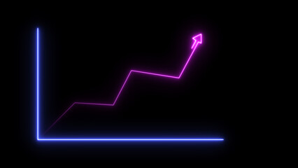 abstract neon cyan and pink graph chart arrow icon illustration, on black background, and 4k illustration.	
