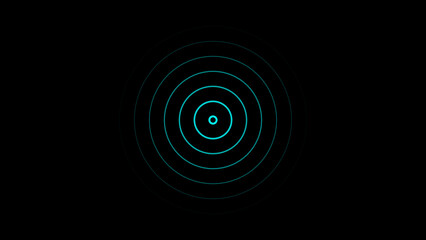 cyan color Technology Radio waves screen illustration . Communications Tower Icon illustration .Technology Radio wave signal icon on a black background.	