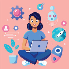 business woman working on laptop