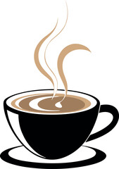 Coffee cup icon in silhouette, perfect for branding. White background.