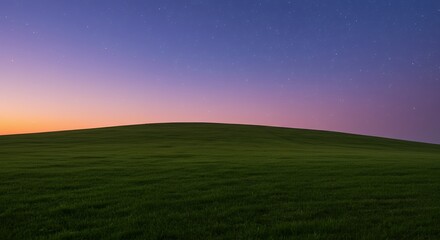 Green Field Under Starry Sky
