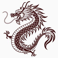 Stylized Brown Chinese Dragon Design Illustration