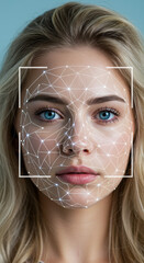 Face of the Future: AI-Powered Beauty, Biometrics & Technology | Advanced Facial Recognition & Digital Identity, Blonde, Blue Eyes